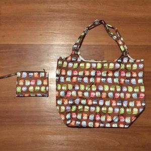 NWOT Owl Pouch & Shopping Bag Set